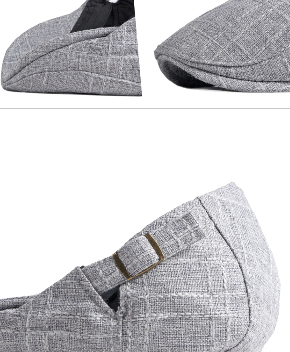 HT3098 Herren- und Damen-Baskenmützen, Atmungsaktiver Frühling-Sommer-Sonnenhut, Künstler-Leinen-Flatcap, Verstellbare Baskenmütze für Männer und Frauen – Detail 12