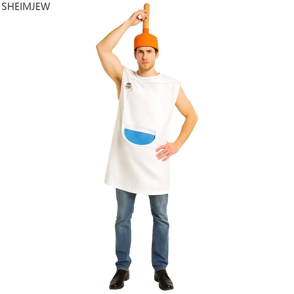

New Adult Halloween Fun Toilet Jumpsuit Suit Home Items Stage Costume Masquerade Carnival Party Spoof Cosplay Dress-up Costumes