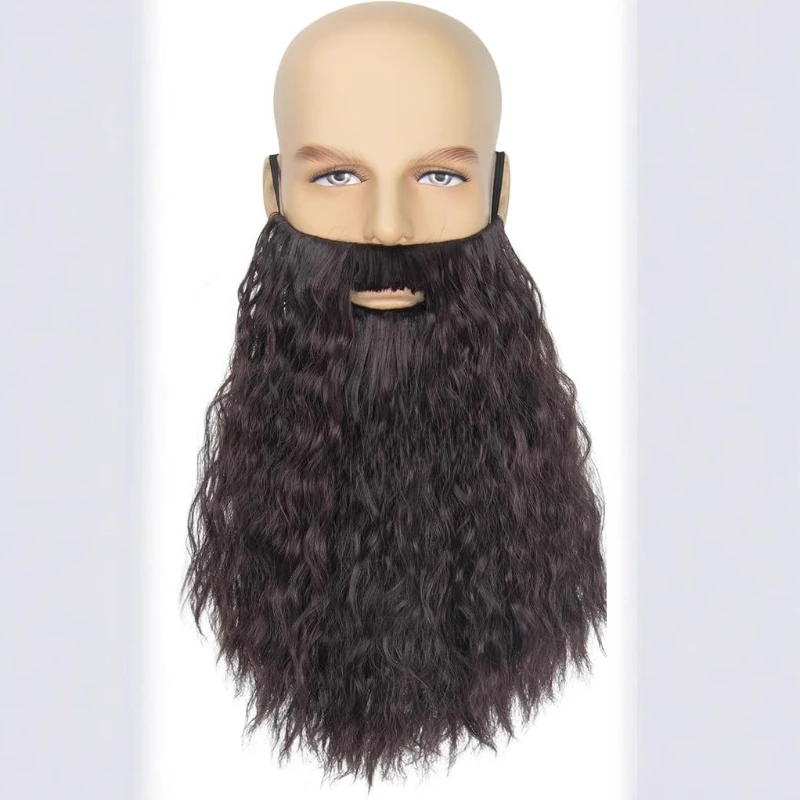 หนวดปลอมยาวสำหรับผู้ชาย ทนความร้อน ทำจากใยสังเคราะห์ สำหรับคอสเพลย์ฮาโลวีน ปาร์ตี้แฟนซี