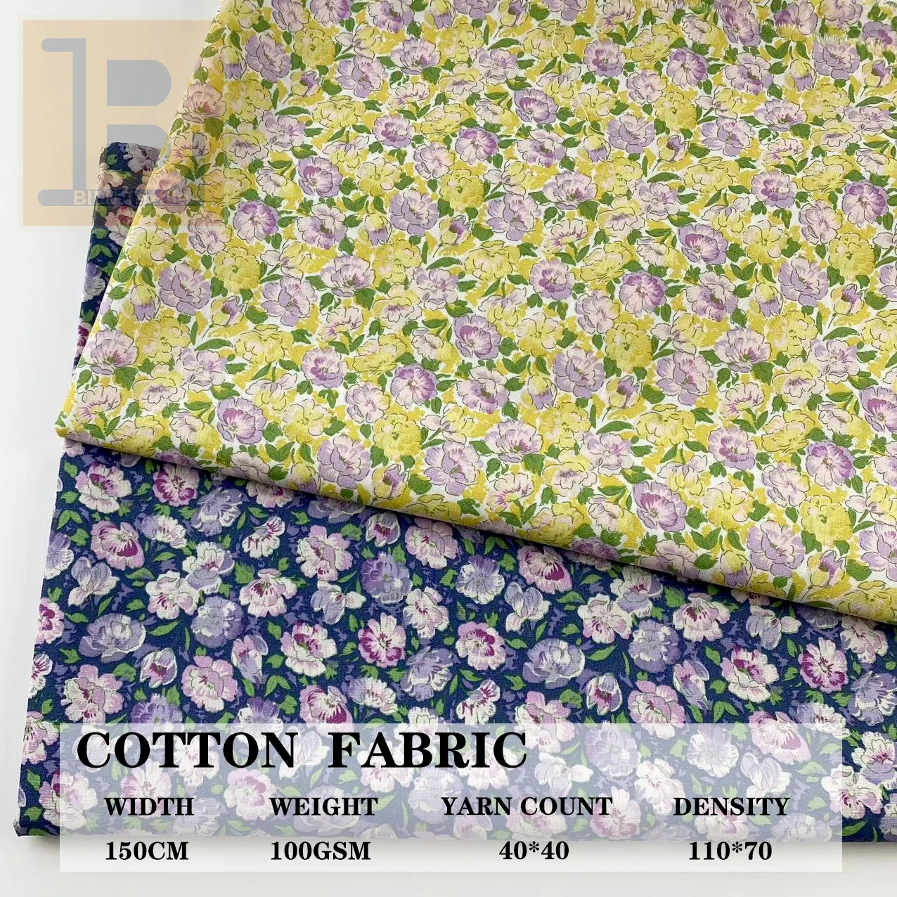 

Cotton Fabric，Floral Poplin Combed Cotton for Clothing, Dress Quilting DIY Sewing Designer Cloth (by meter)