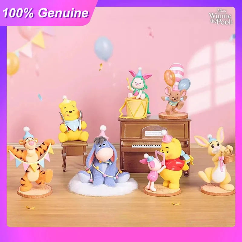 

100% Genuine Toptoy Winnie The Pooh Blind Box Carnival Party Series Flocked Cute Home Desktop Ornament Collectible Figurine