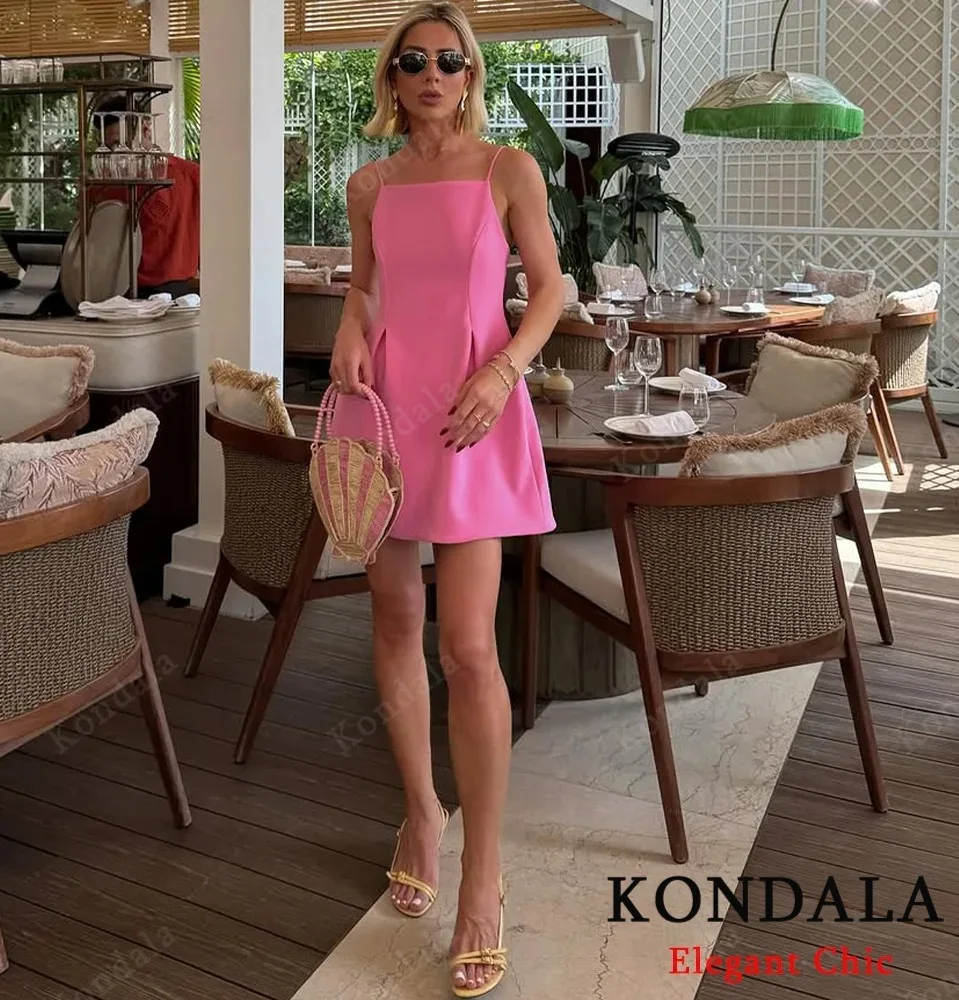 KONDALA Autunno Donna Elegante Carino Rosa Mini Cami Dress 2025 Nuova Estate Moda Data Picnic Party Beach Pink Sweetheart Lady Dress