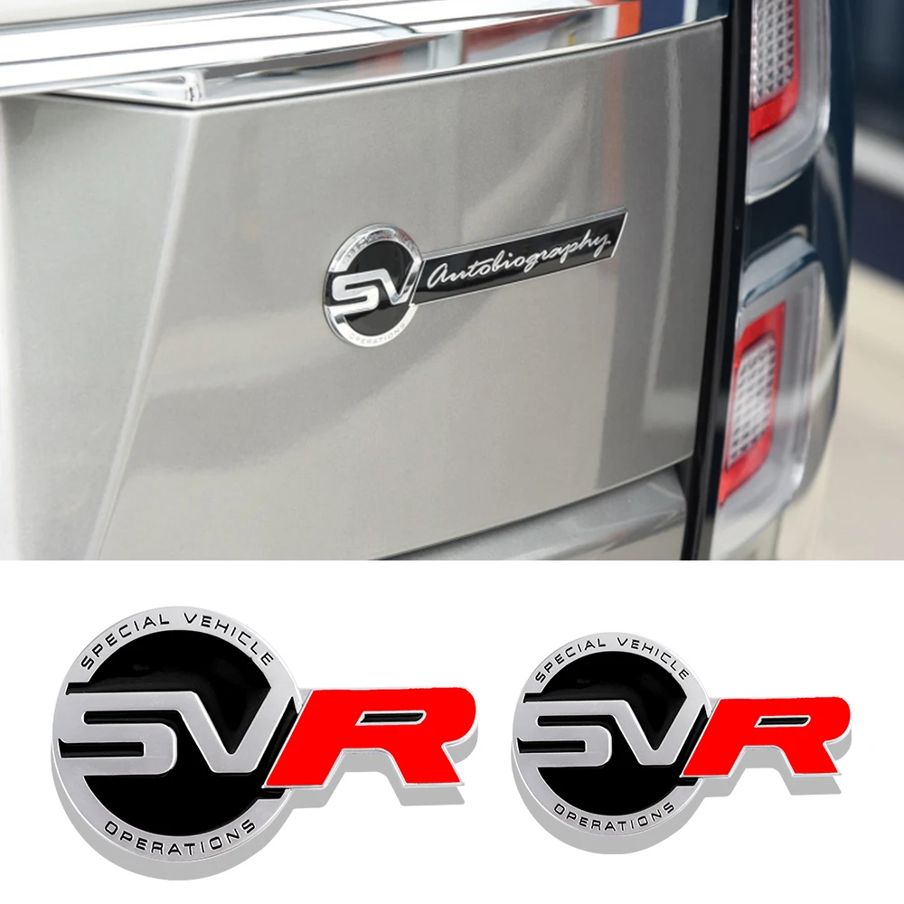 1PCS 3D Metallic SV SVR Badge Sticker Car Front Grille Decorative Sticker For Land Rover Evoque Range Rover Defender SVR Sport