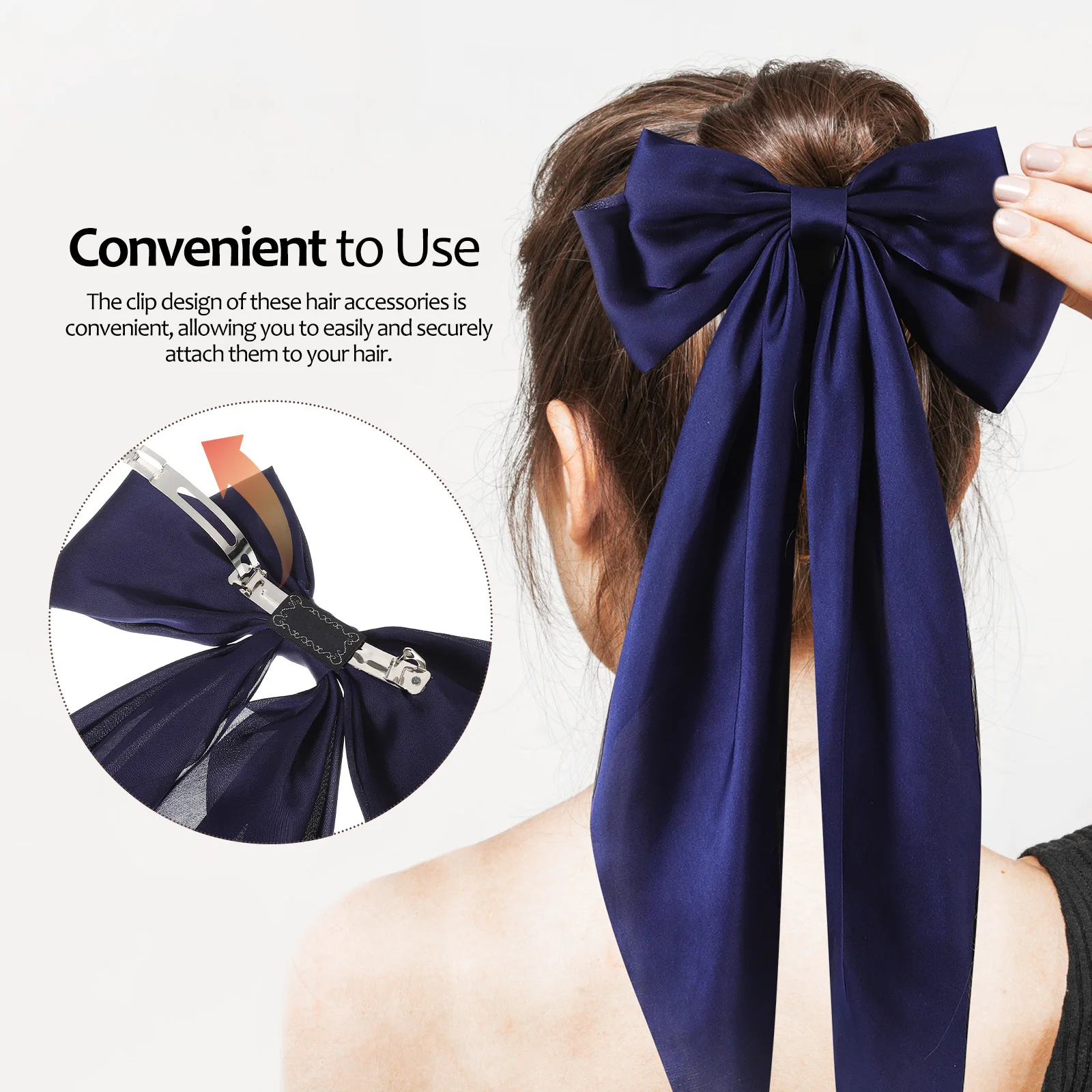 

4 Pcs Hairpin Ribbon Bows Large Accessories Girls Women Black White Pink Navy Bows Bow Clips Hair Clips Women Hair Accessories