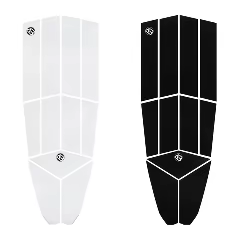 11pcs Surf Deck Traction Pads Premium EVA with Tail Kickback threeM Adhesive for Longboard Paddle Surfboard, White, Black