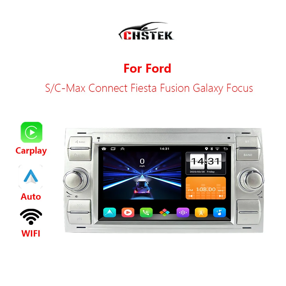

Автомобильный радиоприемник CHSTEK Carplay для Ford S/C-Max Focus Fiesta Mondeo Connect Galaxy Transit Kuga Android Автоматическая навигация Bluetooth WIFI