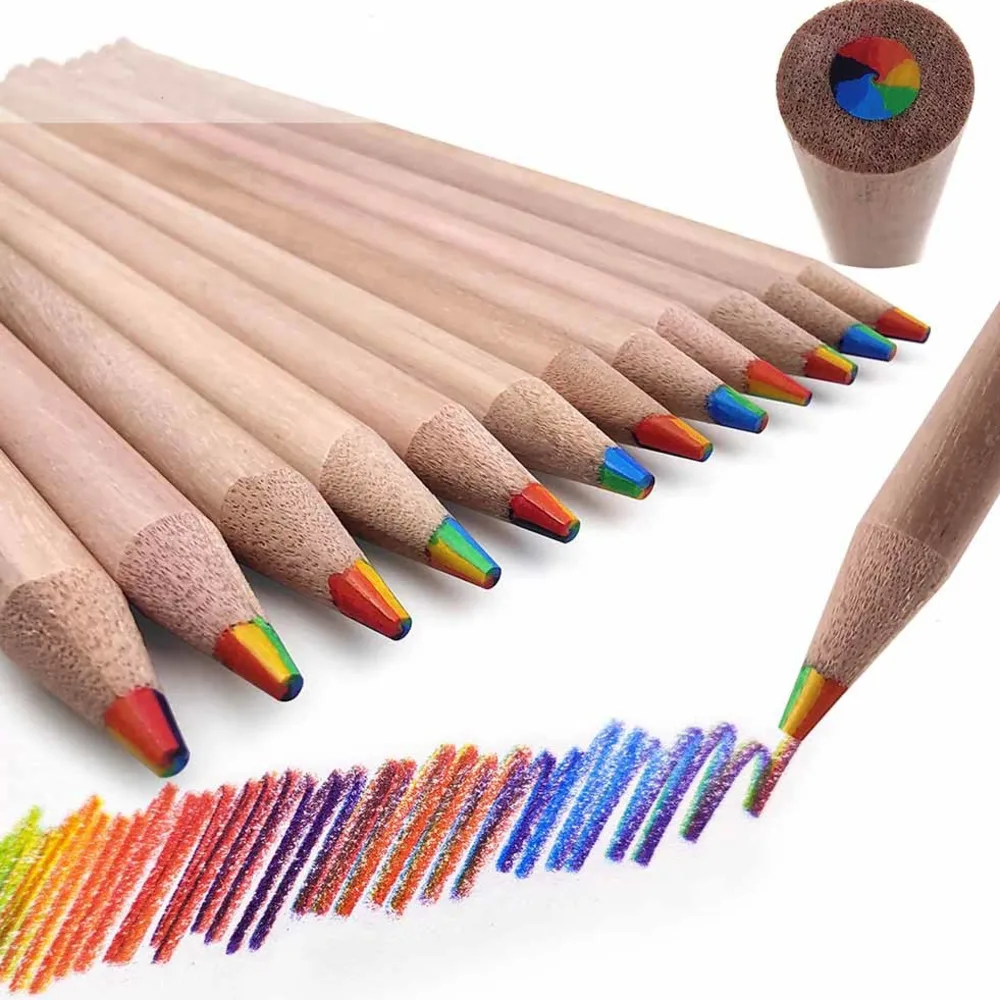 1 Piece Creative Rainbow 7 Colors Round Pencil Stationery School Office Supply Student Prize Kawaii Simple