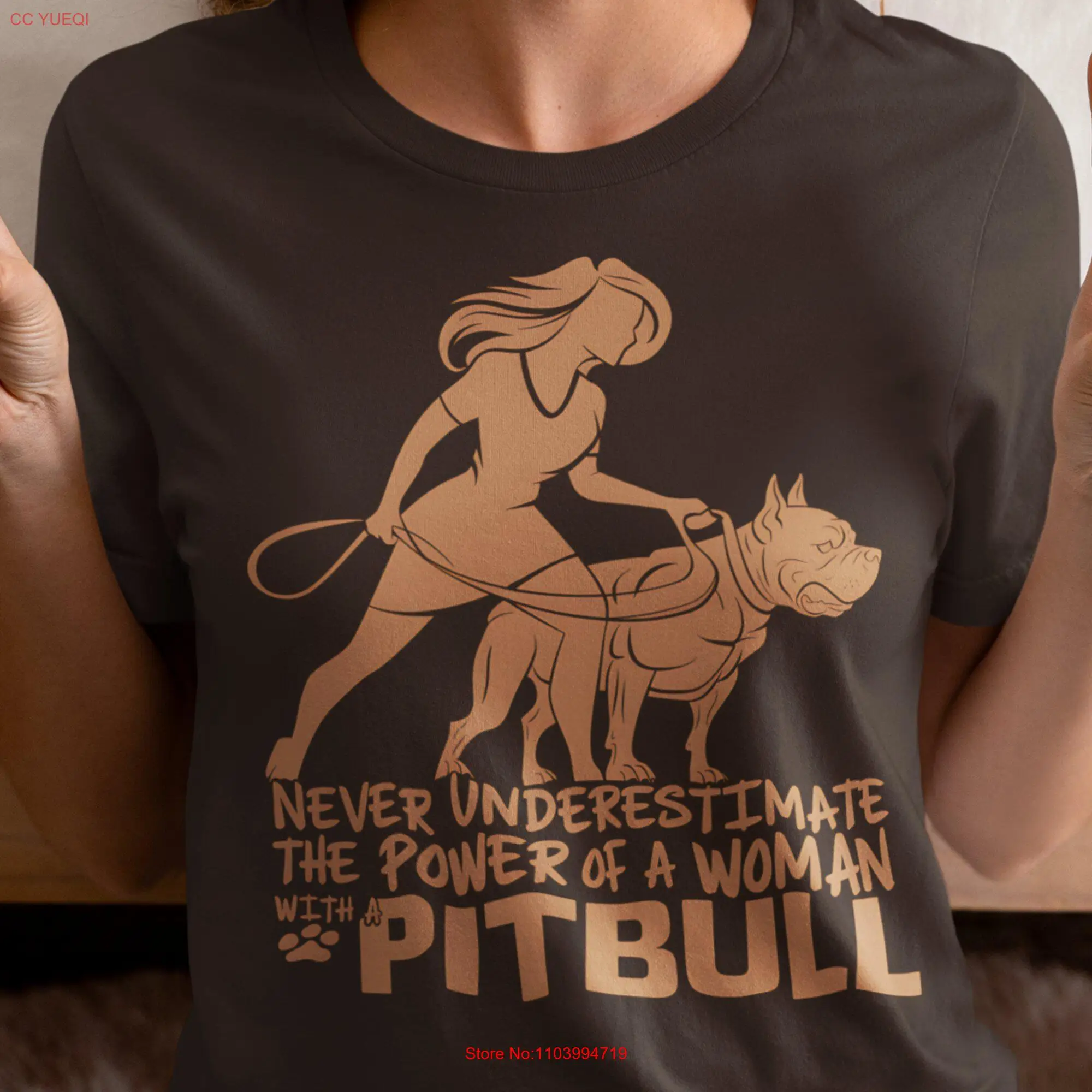 Pitbull Mama T Shirt Woman Silhouette Mom Dog Sketch GifT Qoute long or short sleeves