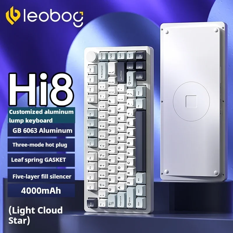 Imagem -02 - Leobog-teclado Mecânico de Alumínio Bluetooth sem Fio Rgb Estrutura Personalizada Botão de Metal Hi8 Três Modo Acessório Presente