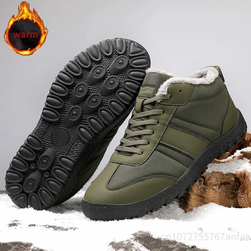 Winter Thick Plush Warm Boots Men Ankle Boots Winter Booties For Men Fur Shoes Waterproof Snow Boots Warm Casual Boots Anti-slip