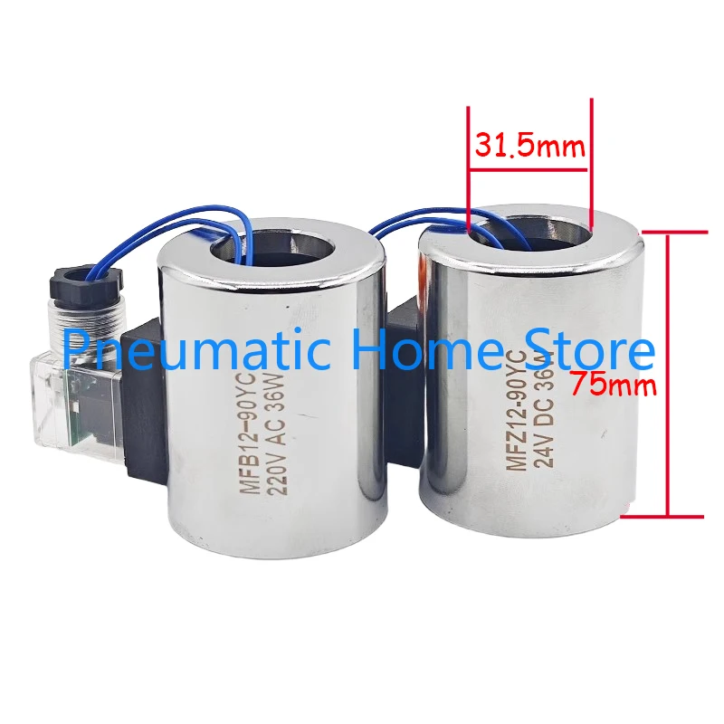 4WE10 Hydraulic Solenoid Valve Coil MFB12-90YC MFZ12-90YC Inner Diameter 31.5mm Height 75mm AC220V DC24V 36W