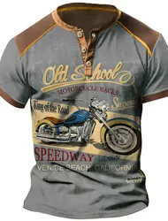 Vintage T-Shirt Men's Motorcycle 3D 3D Printed Car Short Sleeve T-Shirt Summer Men's Clothing Casual Classic Old Biker Tops