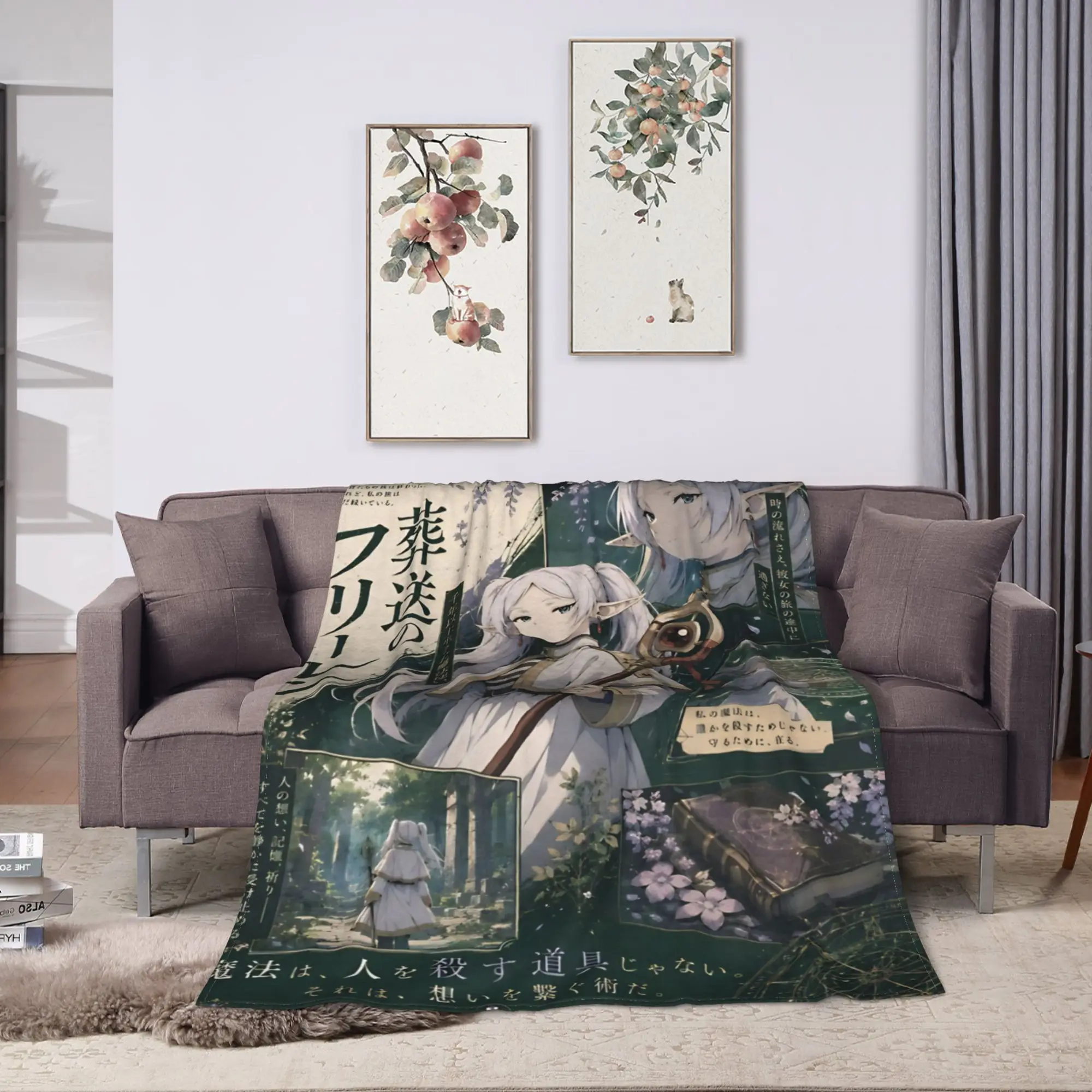 Elf Mage Magic Frieren Beyond Journey's End Flannel Blanket  Super Soft Throw Blanket for Couch Bed Bedspread Sofa Bed Cover