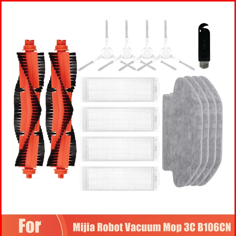 Насадка для робота-пылесоса Xiaomi Mijia 3C B106CN, сменная основная и боковая щетки, фильтр НЕРА, тряпка для швабры, запчасти