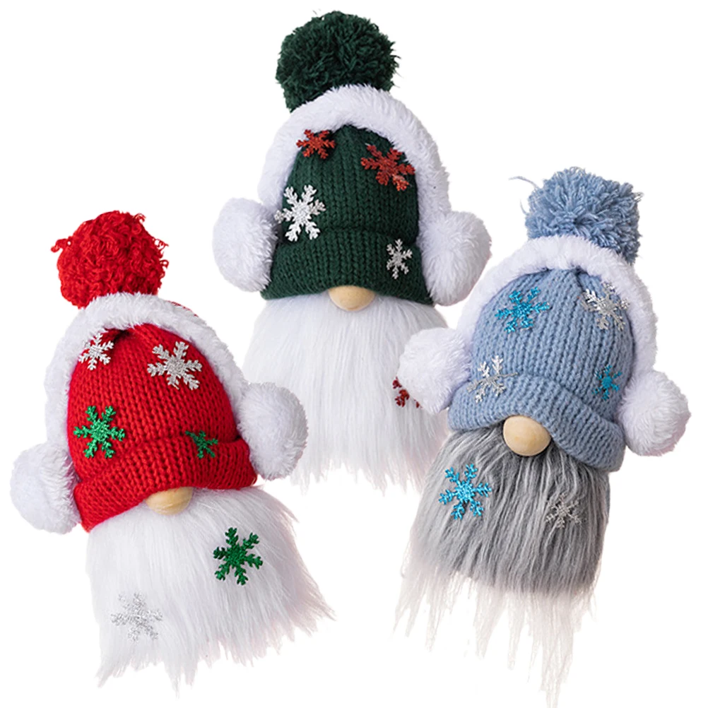 

3pcs Gnome Hat Lovely Xmas Gnomes Ornaments Red Green Blue Gnome Ornament Holiday Decorations Home Bar Display