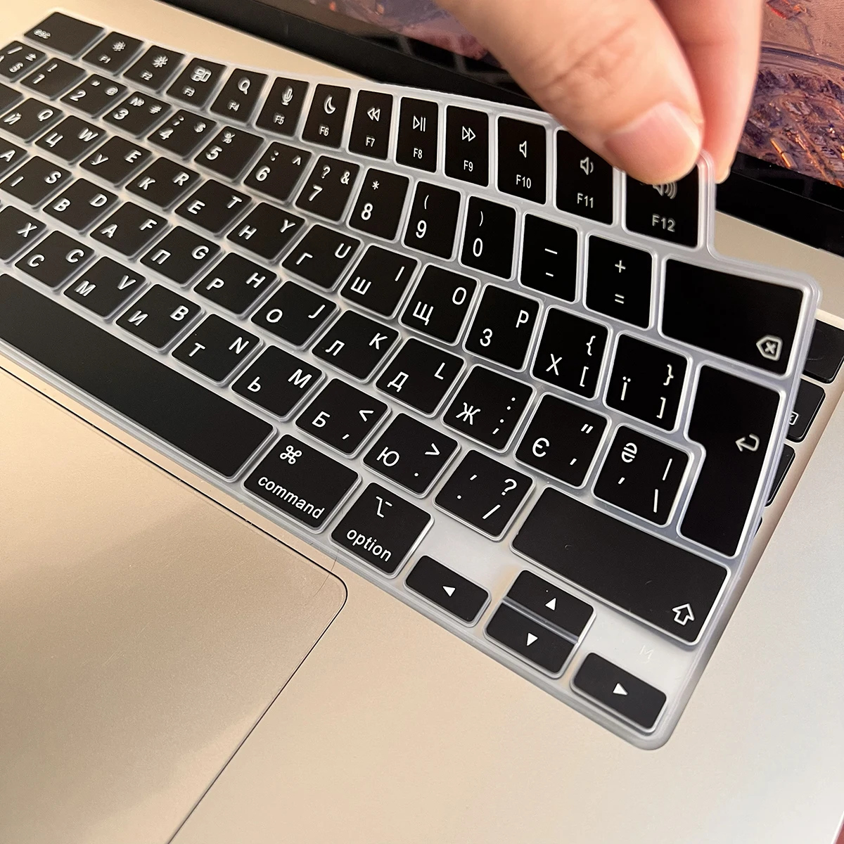 For MacBook Air Ukrainian Cyrillic Alphabet Layout Keyboard Cover Skin Compatible with M4 A3240 M3 A3113 M2 A2681 & 15.3' A3241