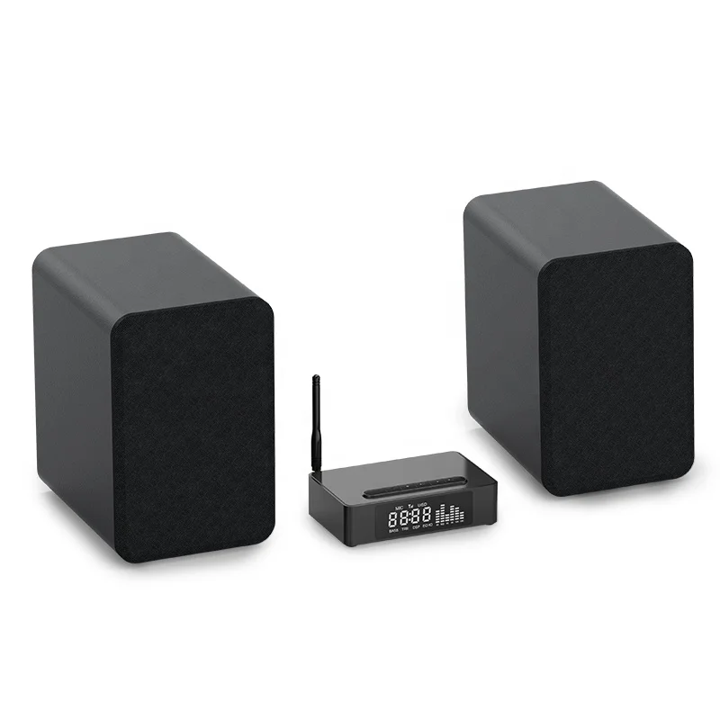 2.0 Channel Mini Hi-Fi Class D Integrated Amp Home Speaker Amplifier Receiver with 2 Stereo Speakers for Home Use