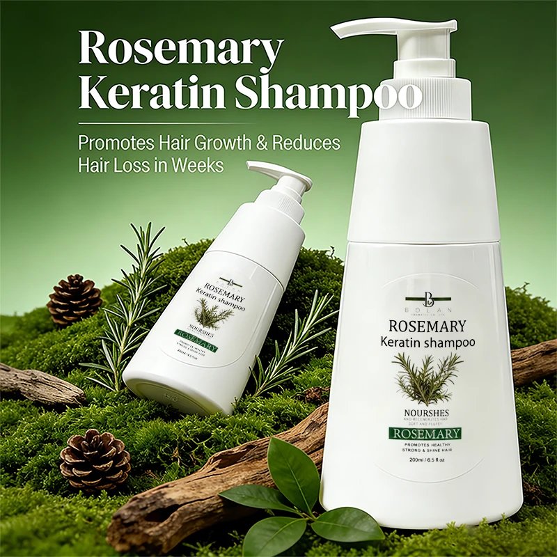 200ml Natural Rosemary Shampoo Hydrolyzed Keratin Hair Growth Deep Clean Nourish Scalp Care Strengthen Repair Damaged Oil Contro