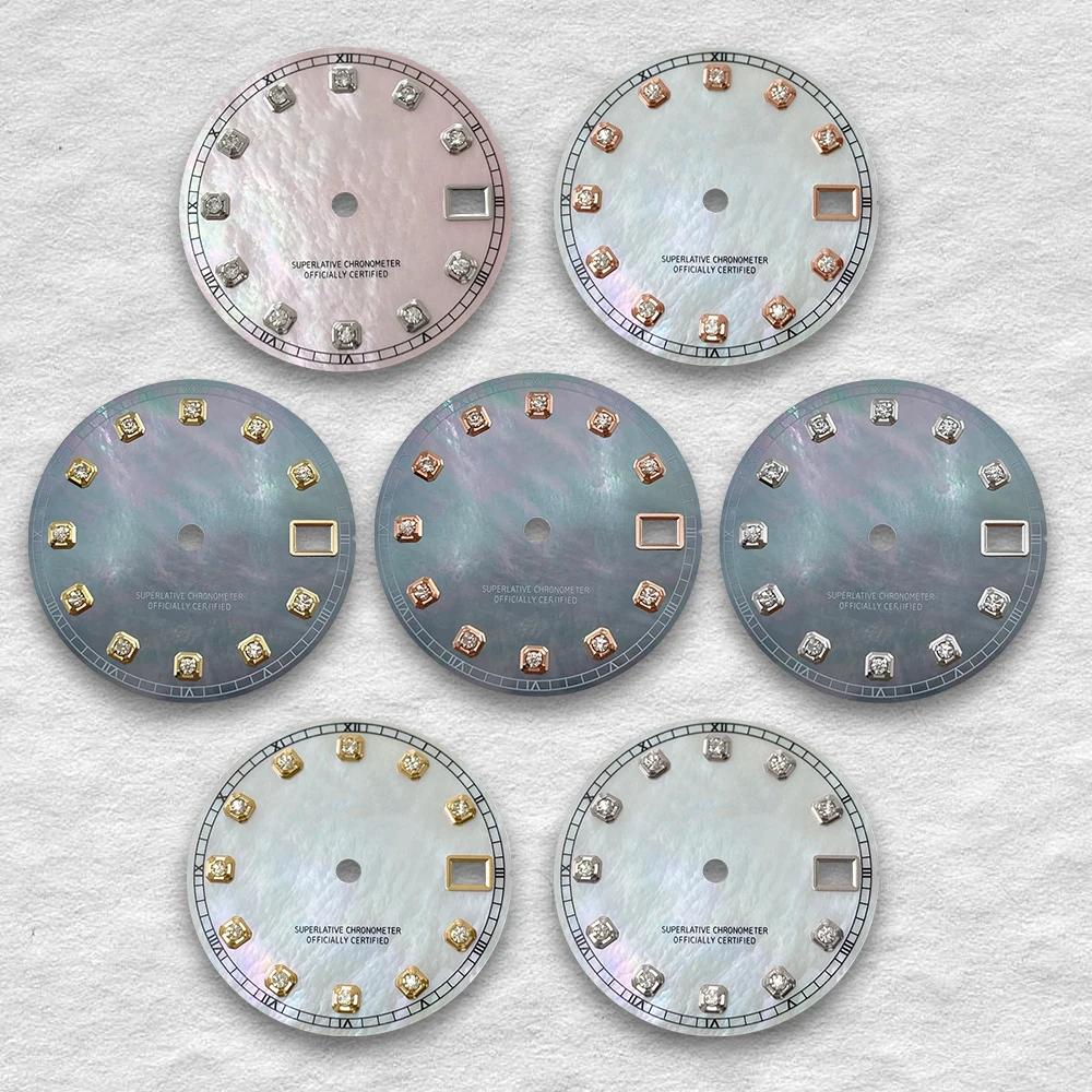 

28.5mm S Logo Diamond Dial Movement Fritillaria Quality Dial Suitable for Nh35/Nh36 Japan Watch Modification Accessories