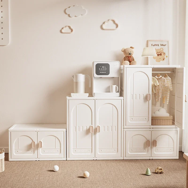Children's plastic baby wardrobes and wardrobes, kindergarten and living room furniture, multi-functional storage