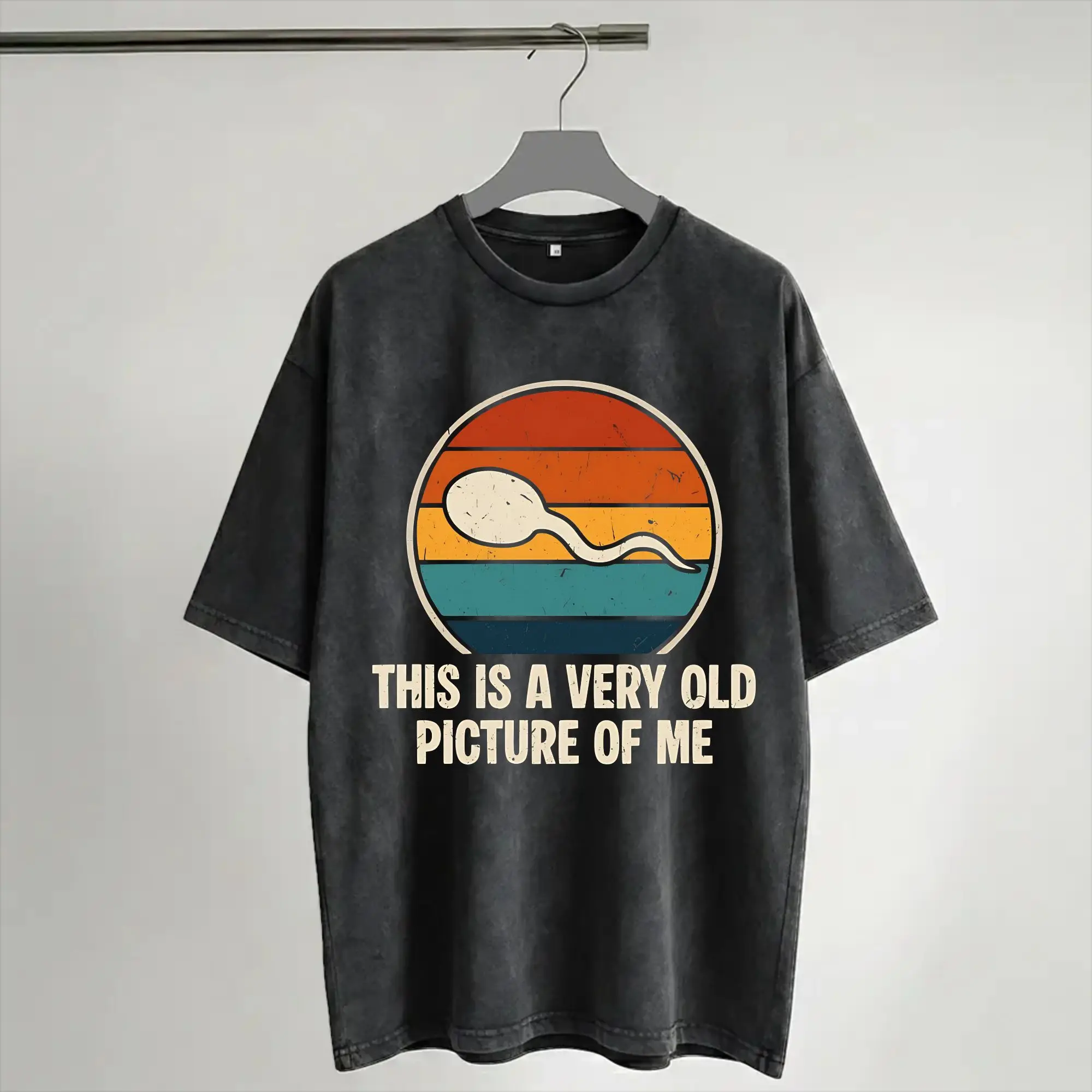 The Very First Picture of Me Funny Beer Drinking T Shirt Hip Hop Washed Cotton Oversize T-Shirt Vintage for Men Women Streetwear