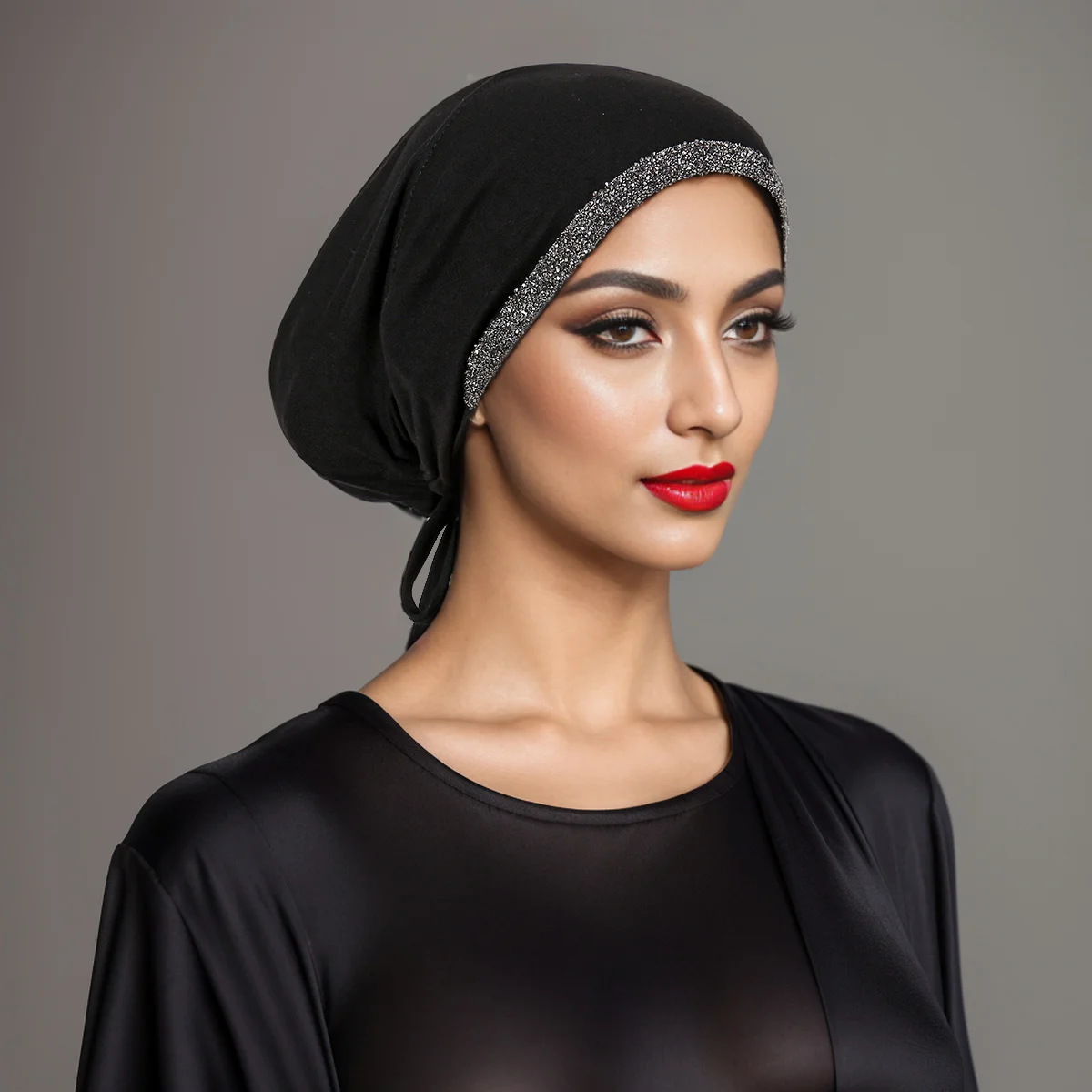 Modal Muslim Cap With Rhinestone Turban Hat Inner Hijab Caps Islamic Underscarf Bonnet India Hats Female Headwrap Turbante Mujer