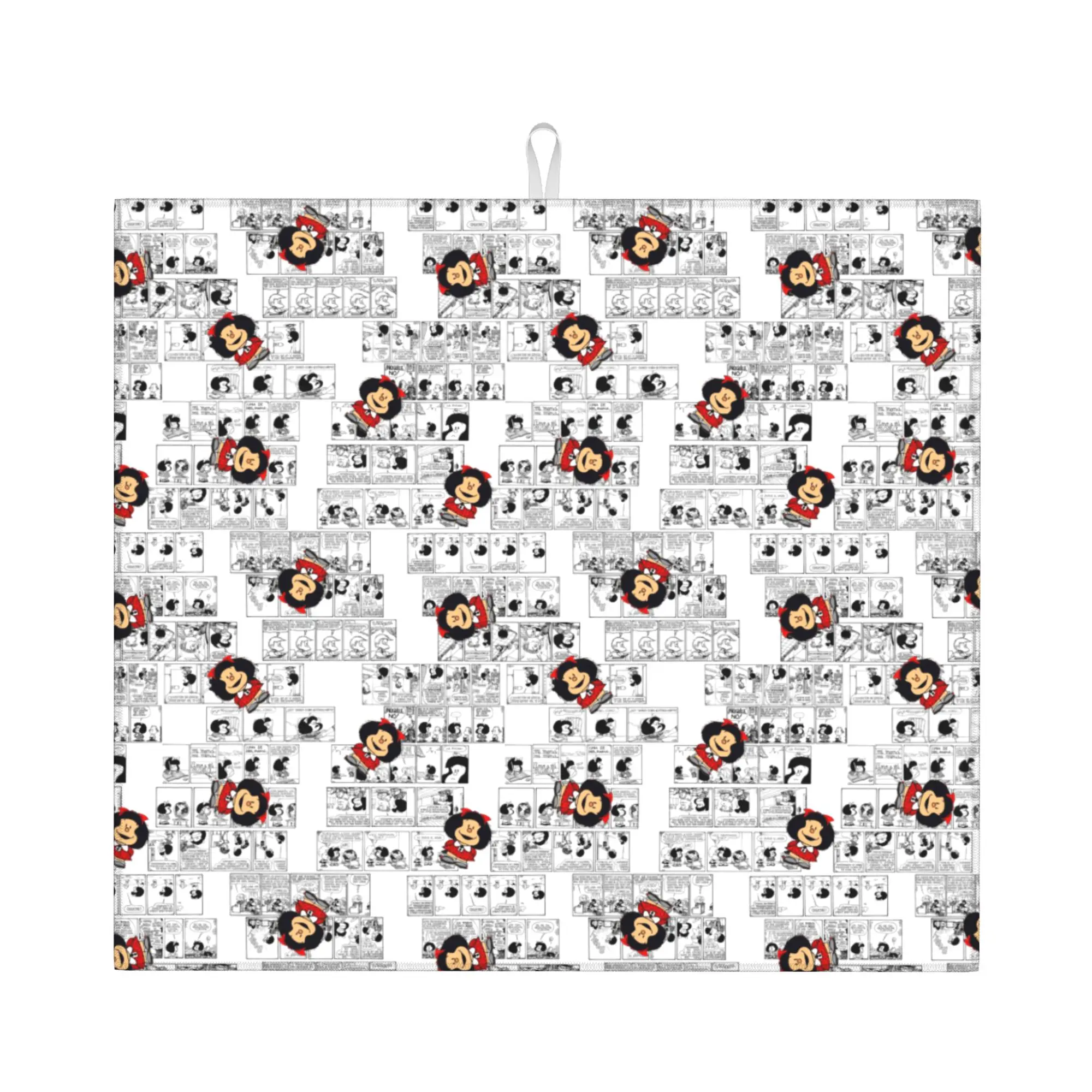 Manga Quino Mafalda Kawaii Cartoon Drying Mat For Kitchen Waterproof Non‑Slip Oil Proof Reusable Countertop Protector Mat