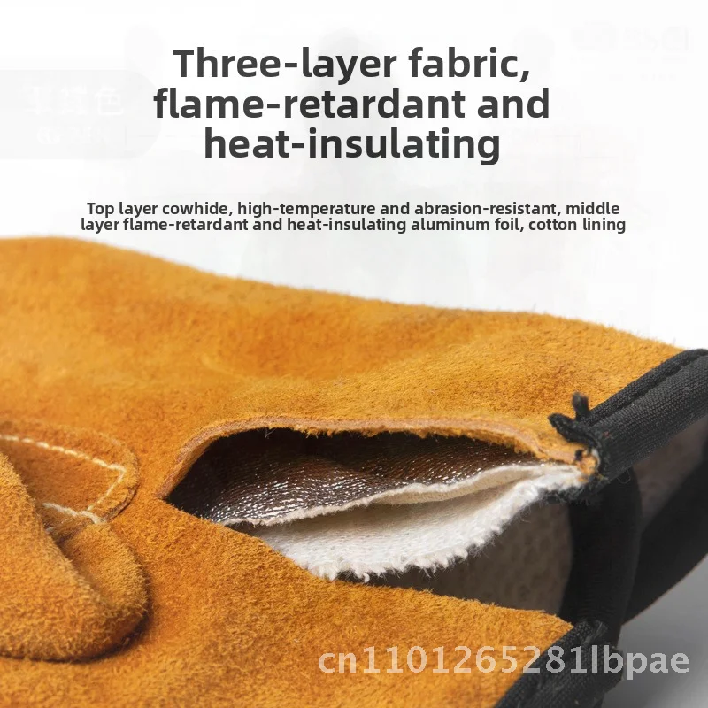 

Cross-border Camping Cowhide Flame-retardant Heat-insulating Gloves High Temperature-resistant Anti-scalding Wear-resistant