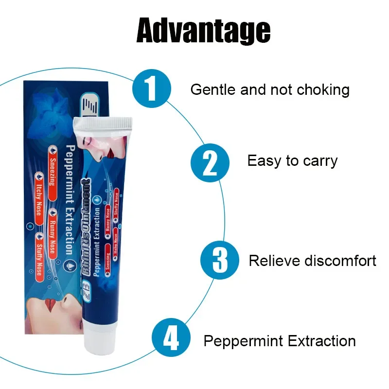 Pomada Nasal Herbal para Tratamento de Rinite, Rinite e Sinusite, Rinite Creme, Comichão e Rinite, Ajudar a Respirar e Respirar, 20g, 3PCs