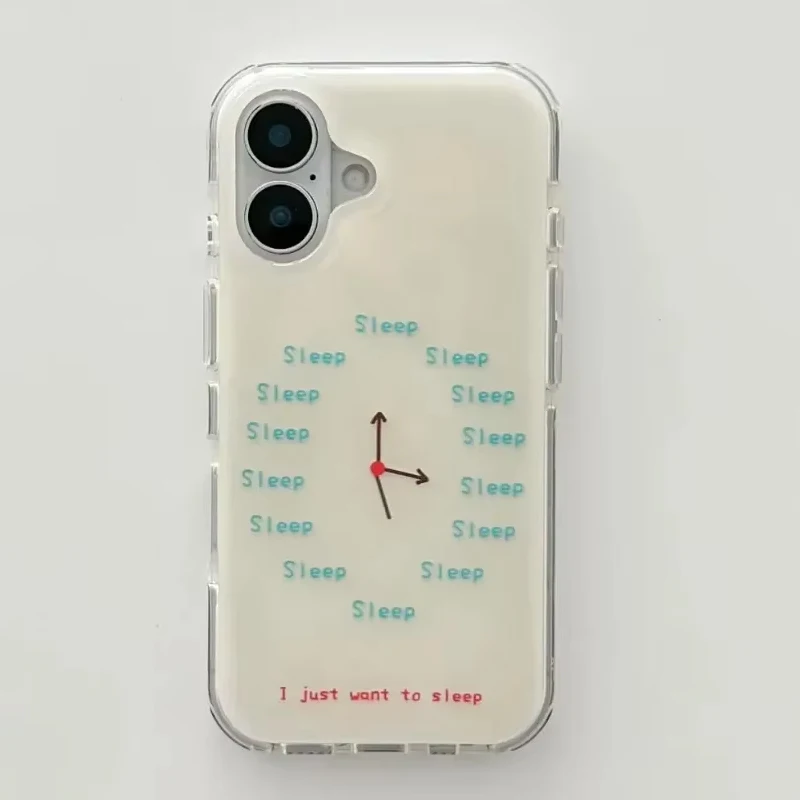 Ins Wind Creative Sleep Clock Personalized Phone Case For iPhone 16 15 14 13 12 11 PRO MAX 15 16 PLUS Y2K Shockproof Phone Cases view 5