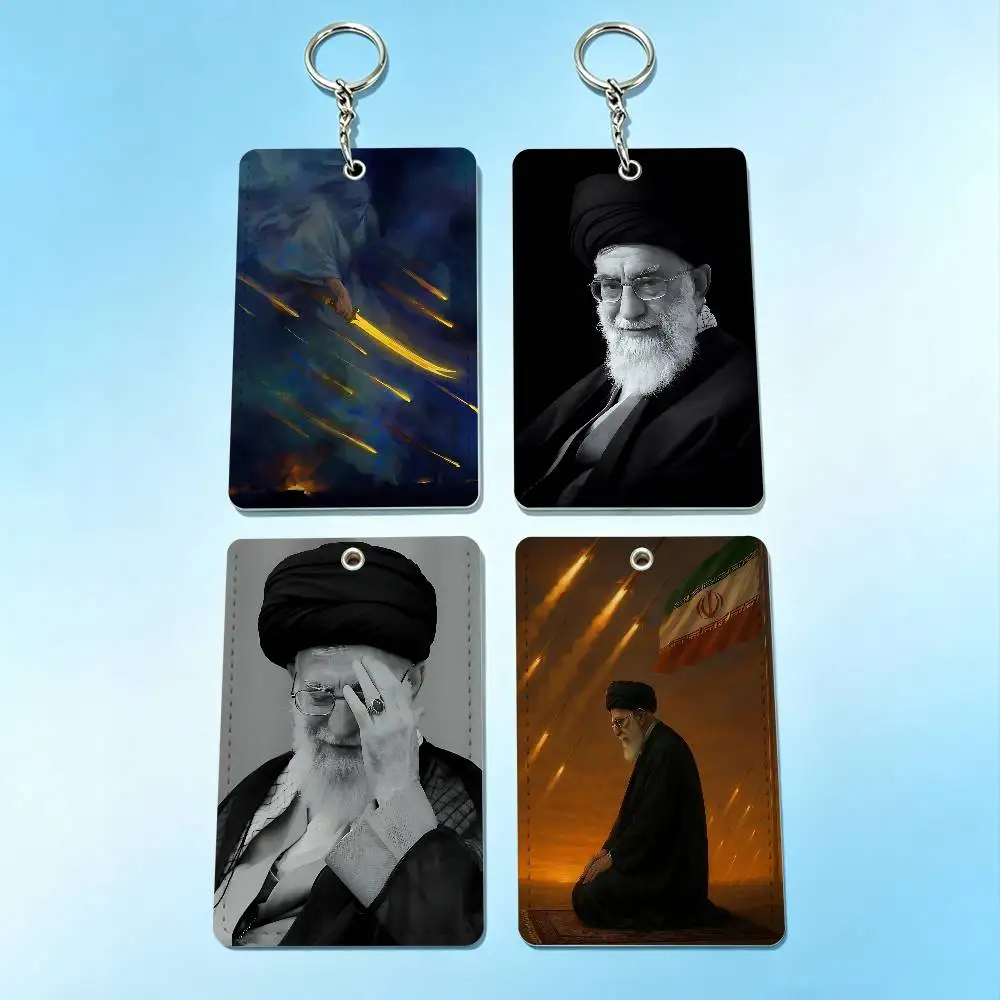 

RIP Ali Khamenei Iranian Iran Card Holder Men And Womenn Universal Antirust Keychain Learther Access Drop Key Tag Ring