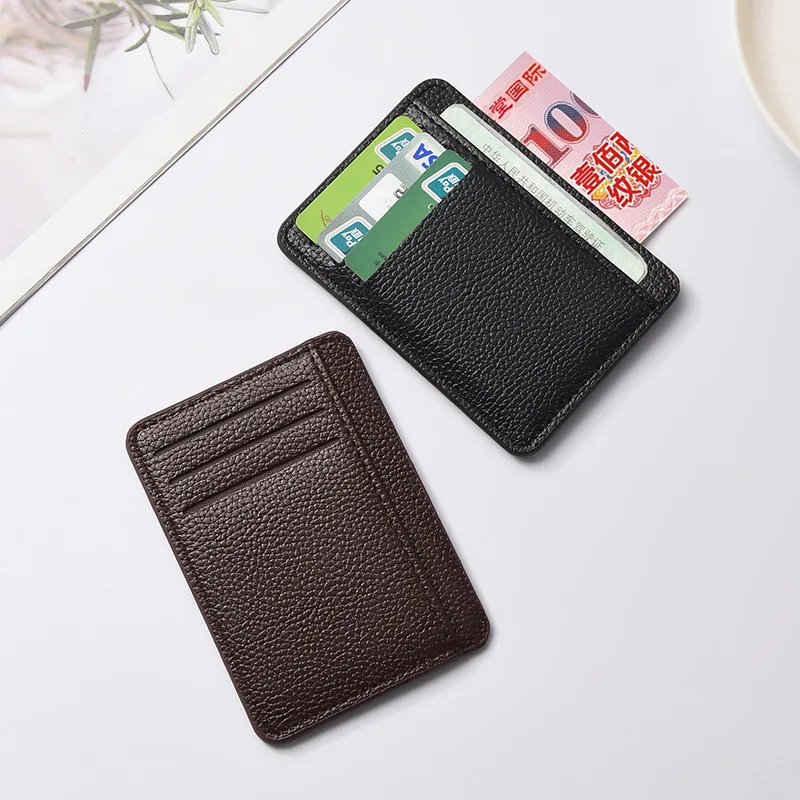 Ultra Thin Pu Leather Credit Card Wallet Minimalist Front Pocket Card Holder for Men Women Multiple Slot Portable Cash Purse