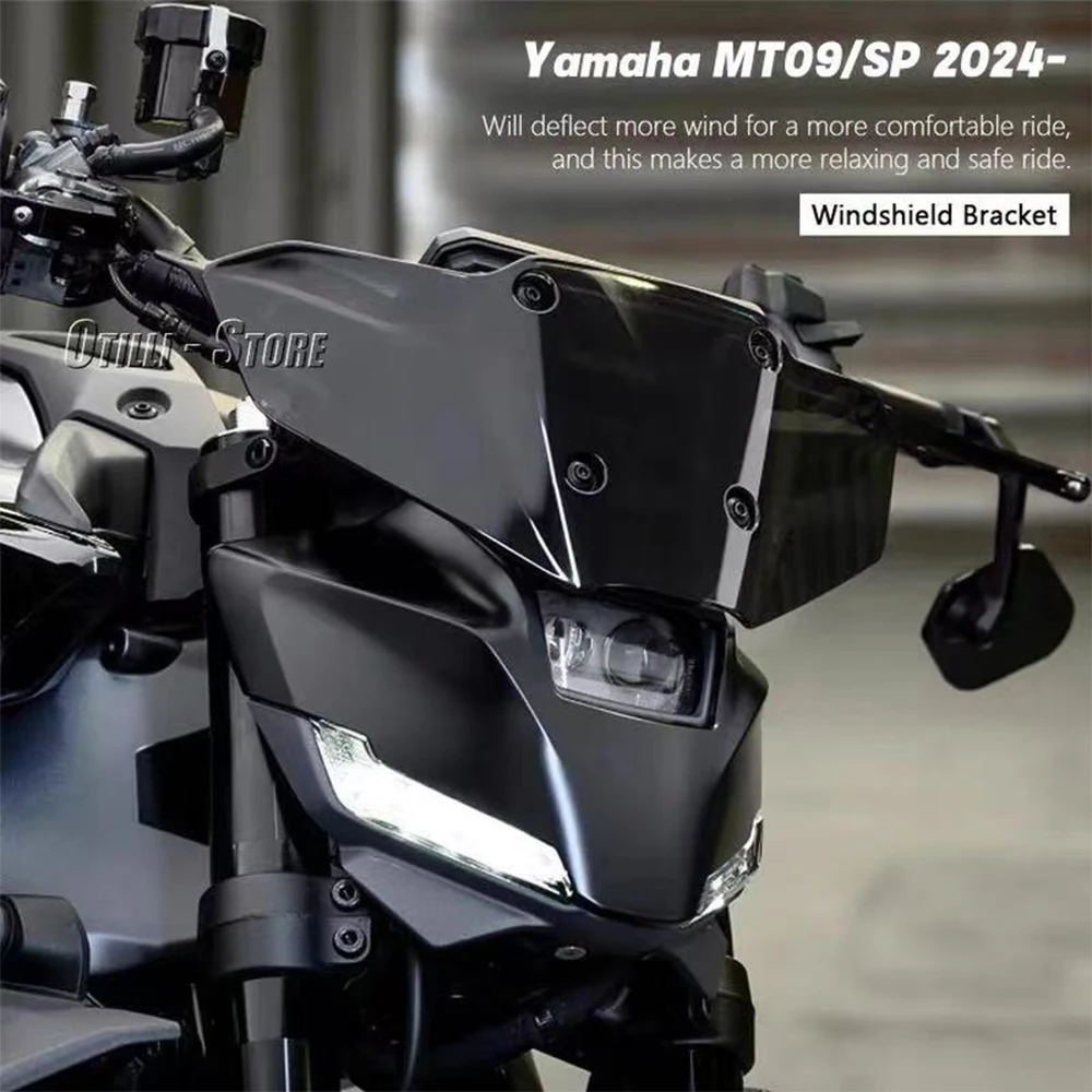 اكسسوارات الدراجات النارية الأسود الزجاج الأمامي قوس الرياح منحرف الزجاج الأمامي لياماها MT09 MT 09 MT-09 mt09 SP 2024 2025 #2