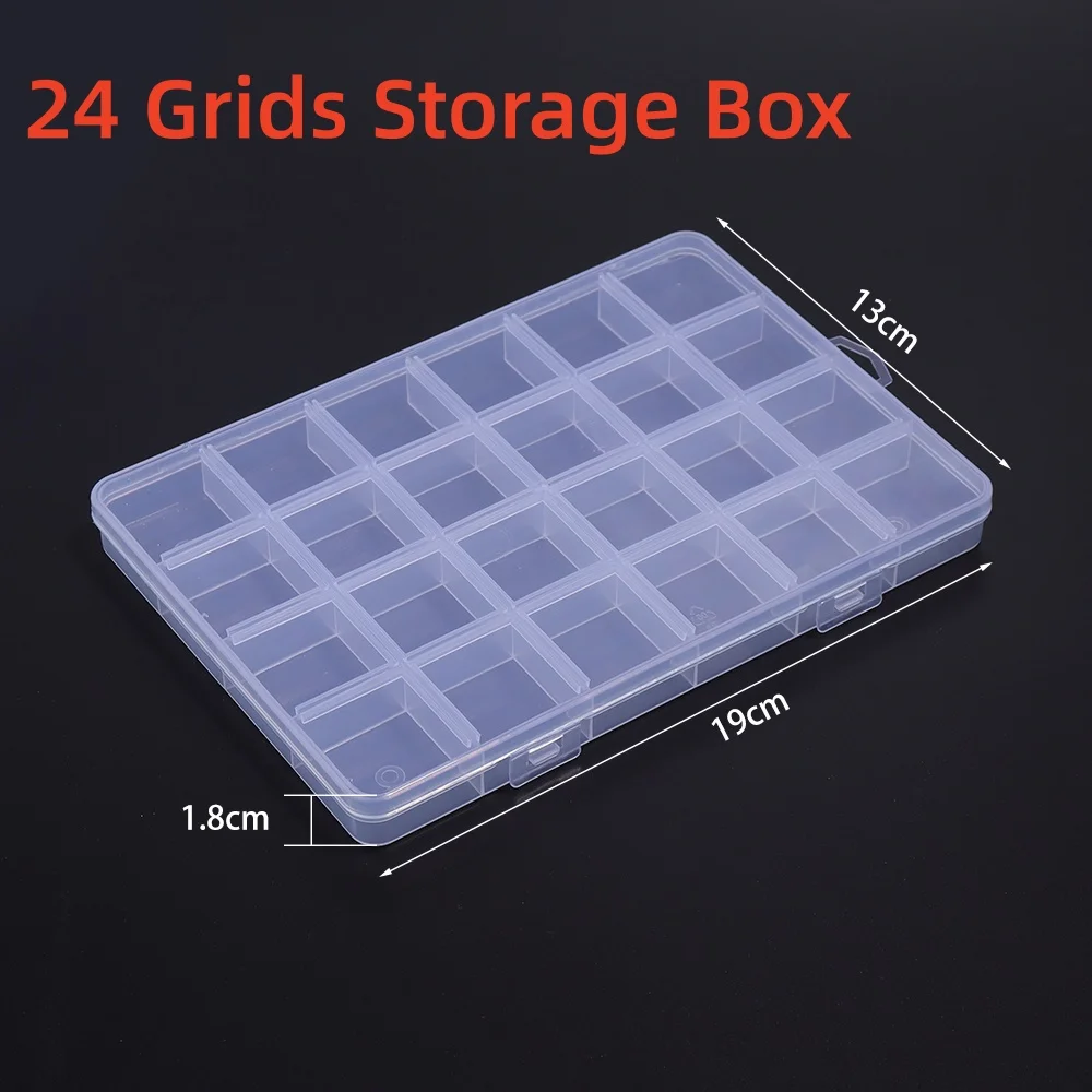 

1 шт., 24 сетки, пластиковая шкатулка для драгоценностей, прозрачный органайзер, контейнер для хранения бусин, серег, колец, регулируемая коробка для хранения ювелирных изделий