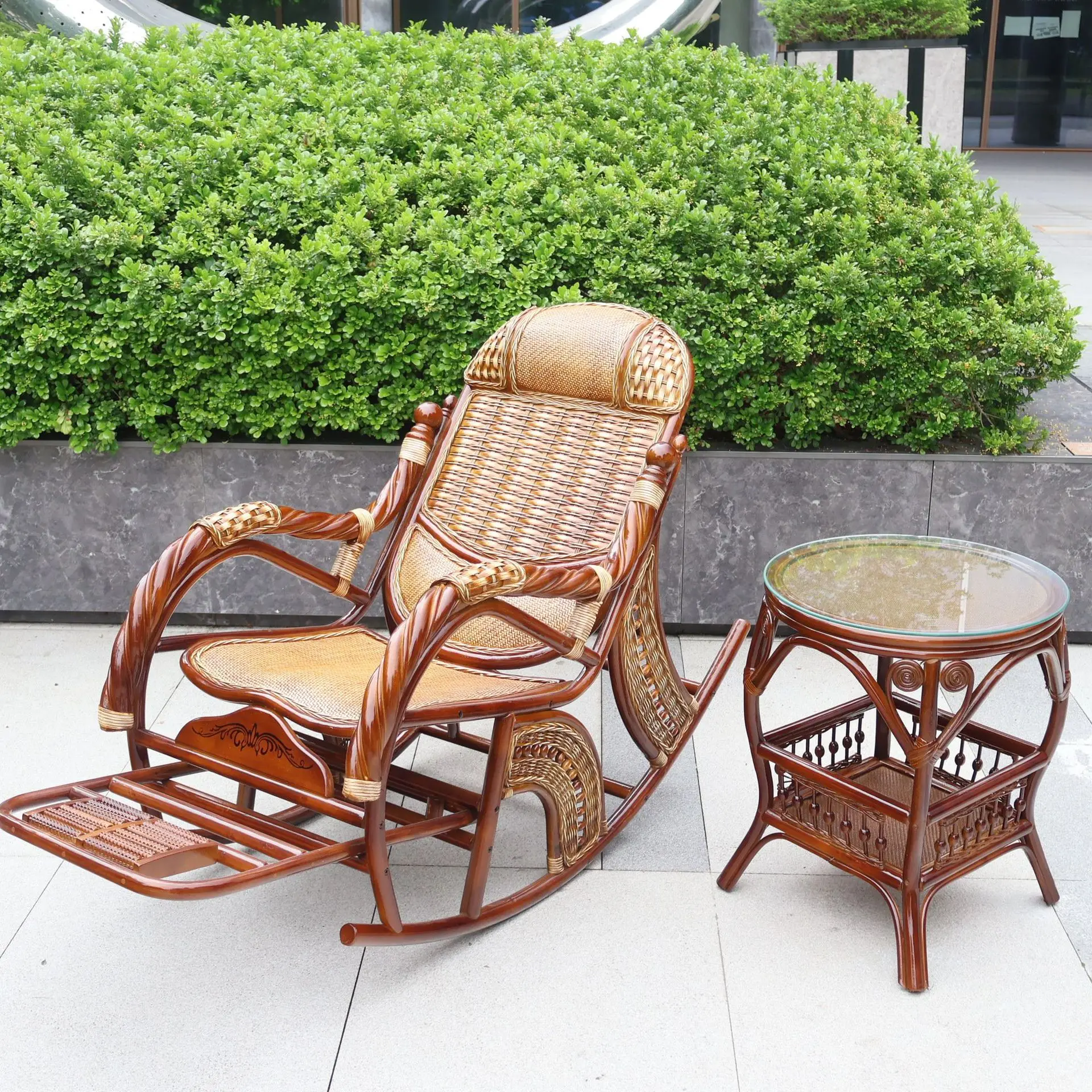 HYS rattan home rocking chair recliner back recliner nap chair leisure chair home elderly free