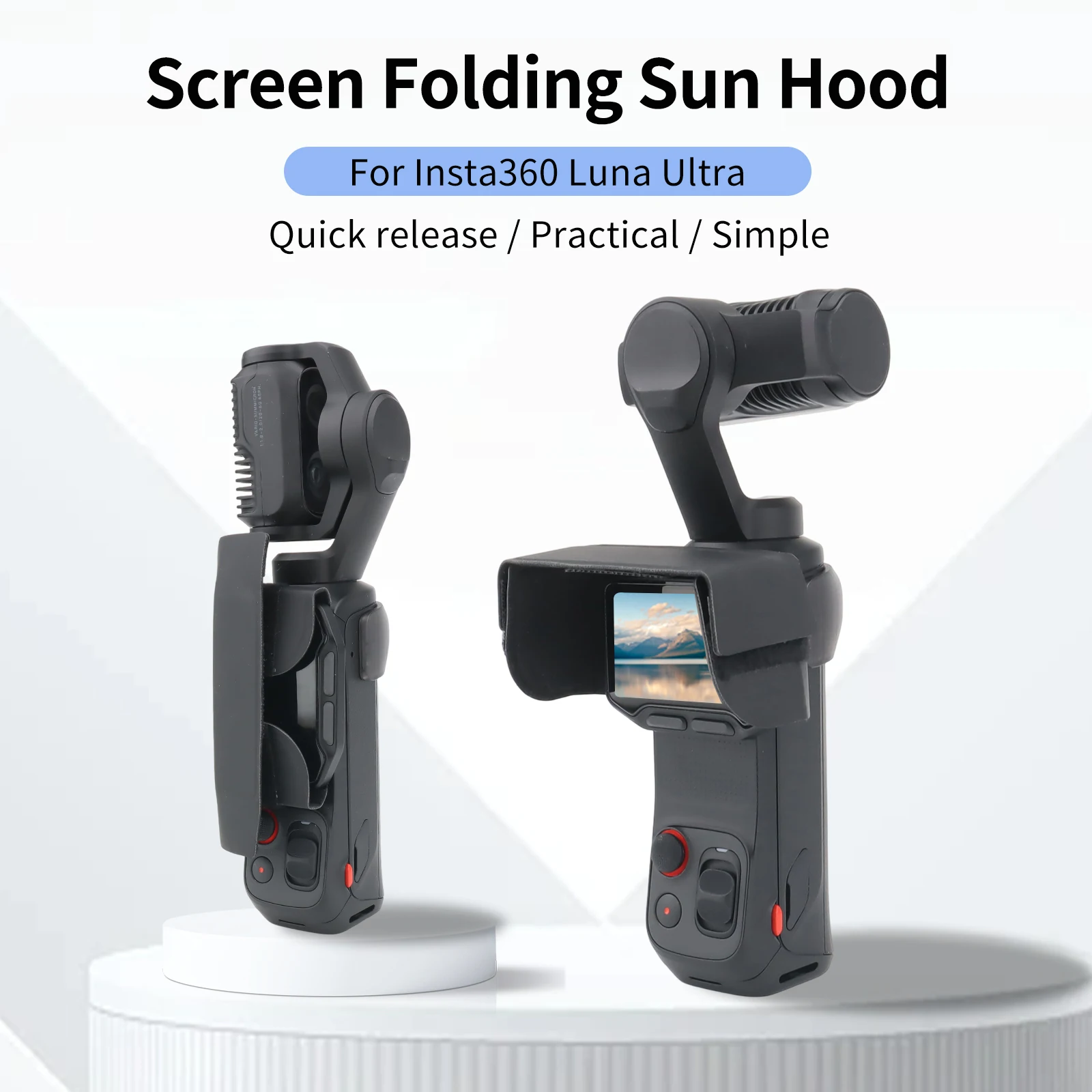 For Insta360 Luna Ultra – Screen Folding Sunshade, Anti-Reflective, Lightweight, Easy Snap-On, Protects Screen, Portable.