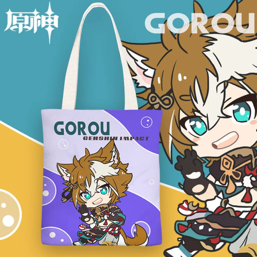 Gioco Genshin Impact Canvas Bag Kamisato Ayaka Kaedehara Kazuha Sangonomiya Kokomi Cartoon stampato zaino Shopping Bag