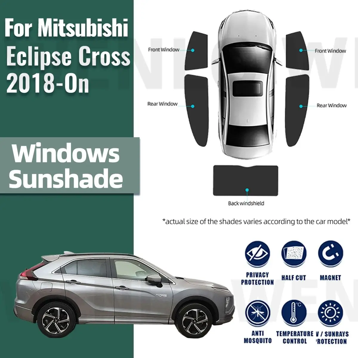 For Mitsubishi Eclipse Cross GK 2017-2023 2024 Magnetic Car Sunshade Front Windshield Curtain Rear Side Window Sun Shades Shield 