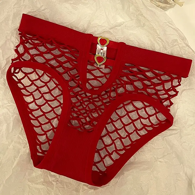 3Pcs Sexy Underwear Women Hot Mid Waist Panties Hollow Out Cotton Crotch Antibacterial Charming Briefs Lingerie Sexy De Femmes