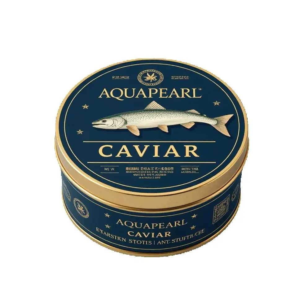 Custom Luxury Caviar Label｜Custom Gold Foil Embossed Sticker｜Waterproof Biodegradable Textured Paper