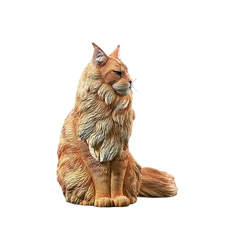 

Large long-haired pet cat figure sitting posture cool and handsome simulated animal ornament