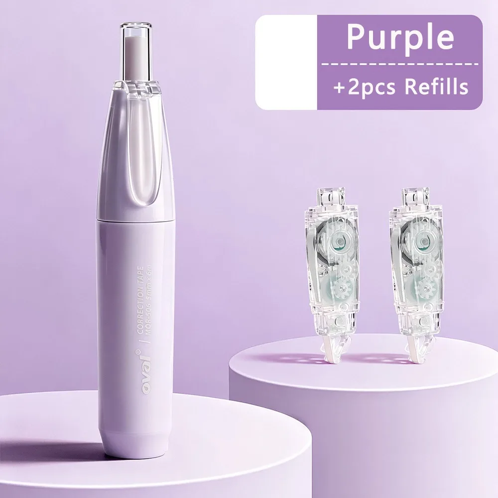 Multi-functional 360° Rotatable Tip Correction Tape Refillable Pres Type Correction Roller Invisible White Out Tape Students