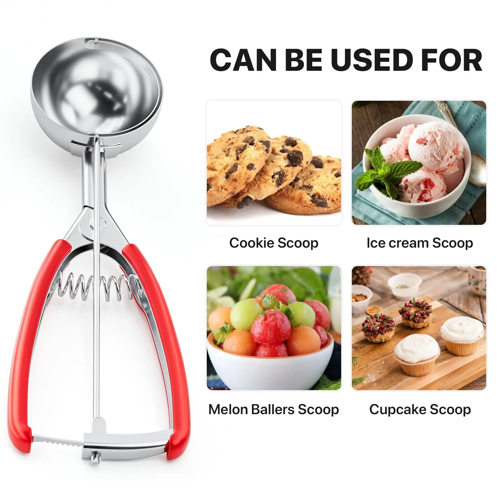 Ice Cream Scoop Stainless Steel Cookie Scoop with Easy Trigger Perfect for Making Ball Shapes for Melon Ball Cupcake Baking