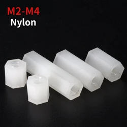M2 M2.5 M3 M4 White Hexagonal Nylon Spacer Post Flat Head Double Pass Nylon Plastic Screw