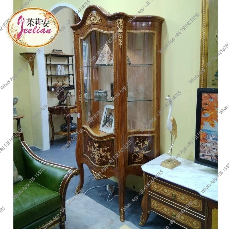 European solid wood hand-carved wine cabinet partition cabinet villa living room multi-functional luxury display cabinet
