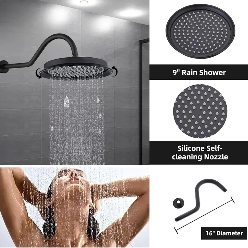 Badezimmer Wandmontage Warm- und Kaltwassermischer Ventil Messing Duscharmatur Set Wasserfall Verdeckte Mischer Duschsystem