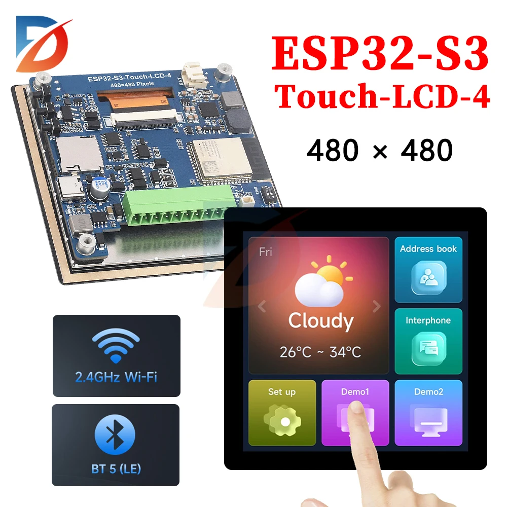 ESP32 S3 4-inch LCD Development Board Capacitive Touch Display 480x480 ESP32-S3-Touch-LCD-4 Support WiFi and Bluetooth