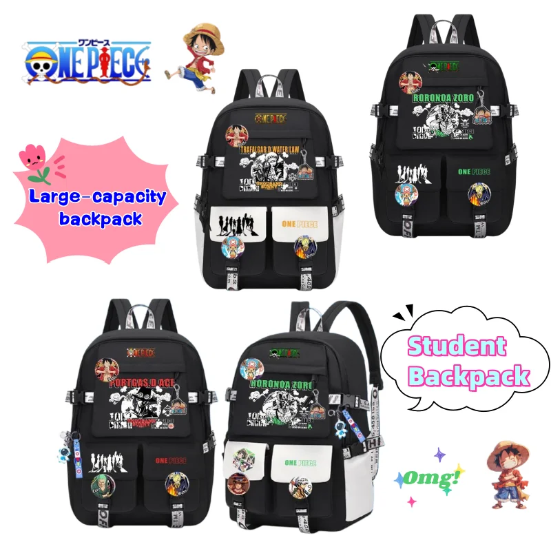 One Piece Luffy Roronoa Zoro Nami Creative Personalized Large Capacity Backpack High-Value Lightweight Schoolbag for Students