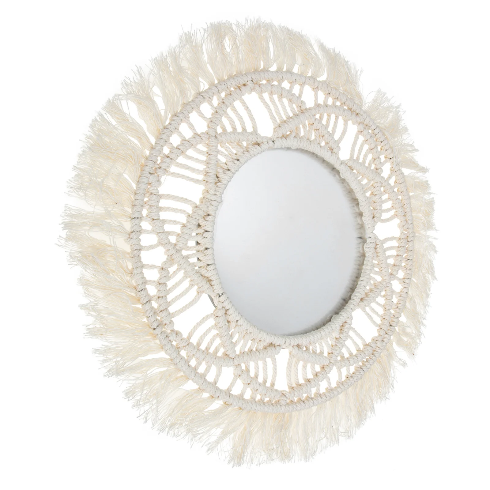 

Bohemian Style Handmade Woven Tapestry Wall Mirror Decorative Mirror Pendant for Bedroom Bathroom Dressing Room