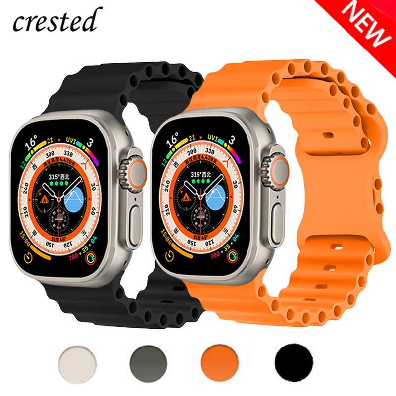 

Ocean Strap for Apple Watch Band 44mm 40mm 45mm 41mm 49mm 42mm 38mm Silicone bracelet iWatch Series Ultra 2 9 SE 8 7 6 5 4 3